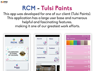 RCM - Tulsi Paints by Rappid Technologies app app development branding graphic design logo paints rcm software tulsi paints ui