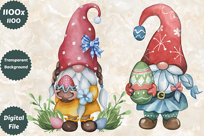 Watercolor Easter Gnome PNGs 3d abstract art aesthetic aesthetic print aesthetic printable aesthetic wall art animation artist branding design easter gnome graphic design illustration logo motion graphics ui watercolor