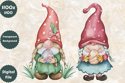 Easter Watercolor Gnome PNGs 3d abstract art aesthetic aesthetic print aesthetic printable aesthetic wall art animation artist branding design easter gnome graphic design illustration logo motion graphics ui watercolor