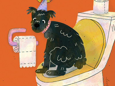 Millie needs to pee art bathroom commissions digitalart dog illustration illustrator procreate