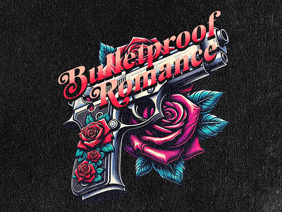 Bulletproof romance graphic design illustration product design t shirt design typography vector