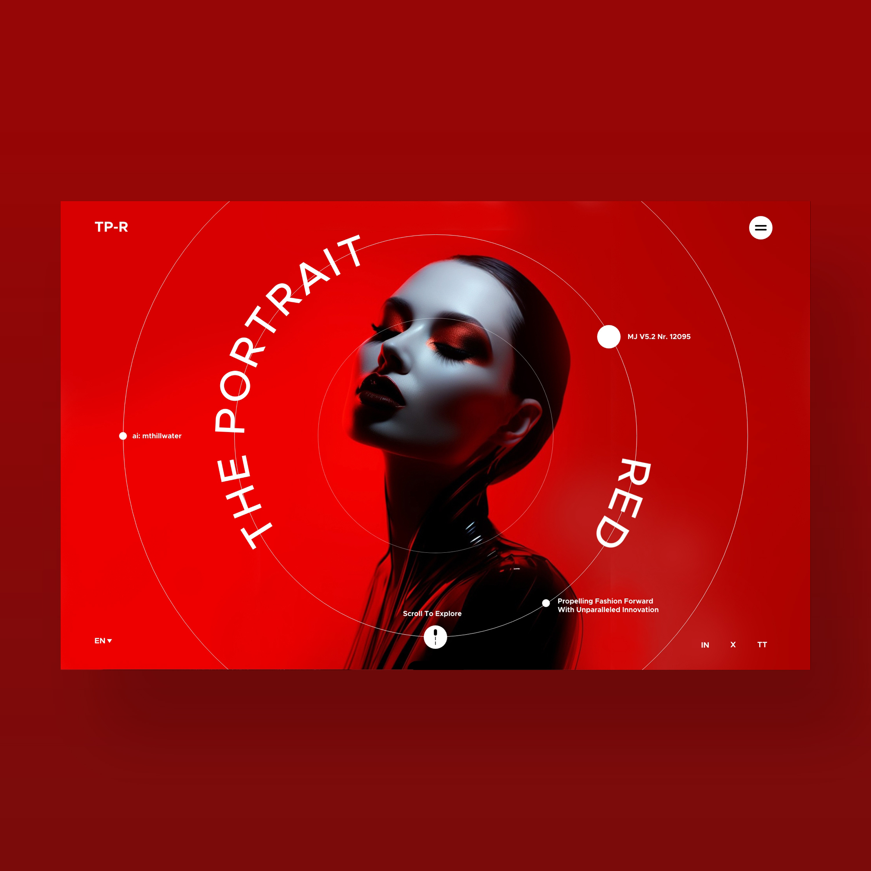 The Portrait: Red Web Ui Landing Design Shot ai art branding design digital art fashion graphic design illustration neon photography ui ui design ux ux design web design