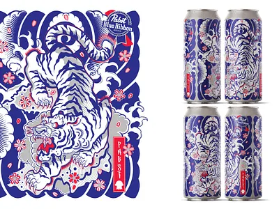 TORA beer graphic design illustration irezumi mikiri pabst pbr tora vector