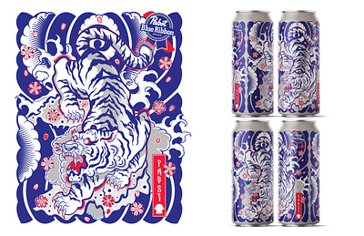 TORA beer graphic design illustration irezumi mikiri pabst pbr tora vector
