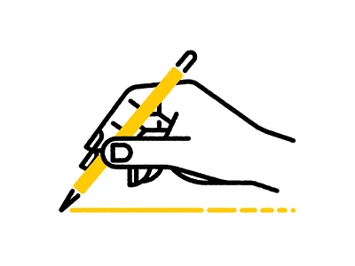 The Pen Is Mightier Than A Sword black chris rooney draw fingers hand illustration ink pen pencil stylus thumb white write writing yellow