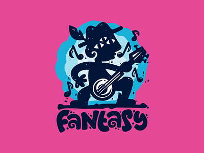 Fantasy bard character fantasy festival guitar logo logotype lute minstrel monster music note rock