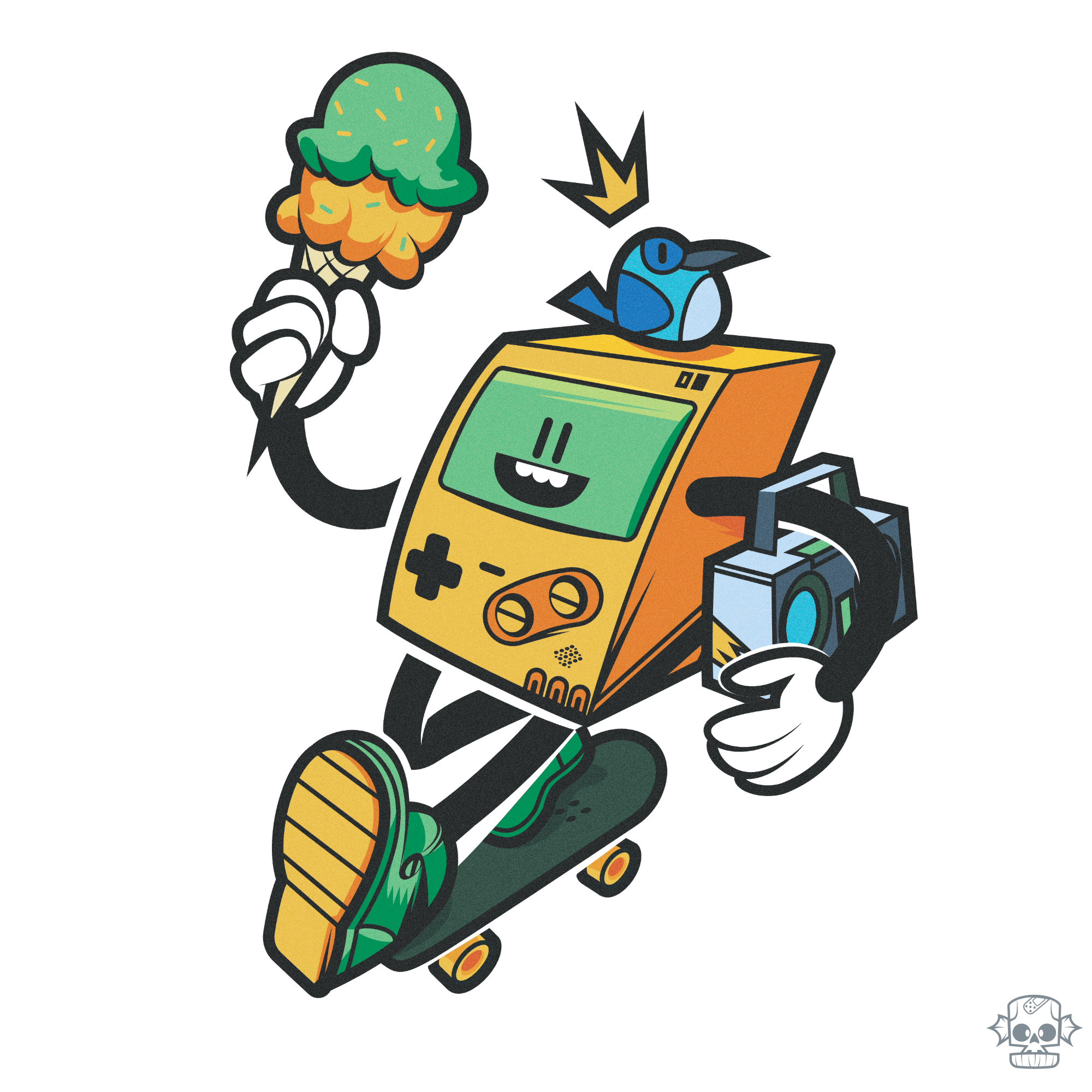 Staying Radical! affinitydesigner happy illustration linework skateboard vector videogames