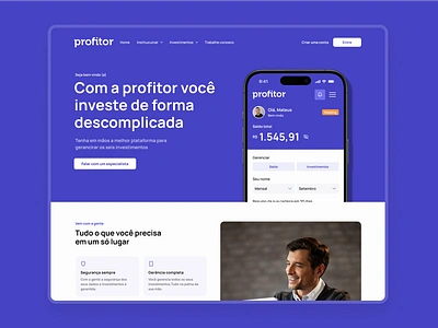 Profitor - Website app cripto design finance interface investiment plataform saas ui website