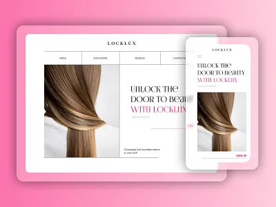 Locklux - beauty company concept design figma girl hair pink ui ux