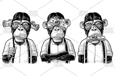 Monkey. Engrave illustration engrave illustration monkey