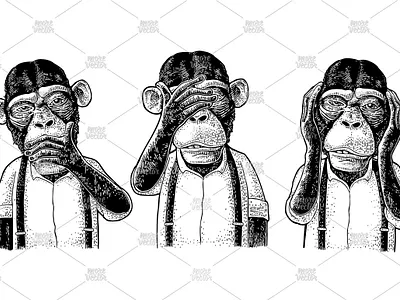 Monkey. Engrave illustration engrave illustration monkey