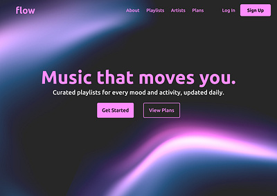 Landing page for a music streaming platform dailyui design landingpage music ui