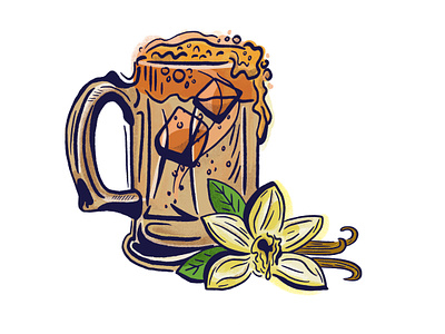 Bourbon Cream Soda beverage bourbon cream drink flower foam glass graphic ice icon illustration line art logo mug rootbeer soda style textures vanilla vintage