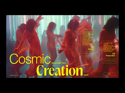 Cosmic Dance branding clean digital grid layout midjourney typography web