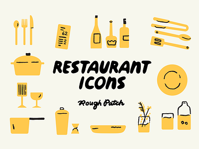 2-color Restaurant Icons brand branding cocktail drinks food illustrator layout midwest restaurant vector