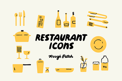 2-color Restaurant Icons brand branding cocktail drinks food illustrator layout midwest restaurant vector