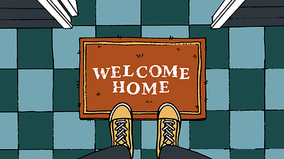 Welcome Home church drawing free hand hand drawn illustration illustrator procreate promo sermon series tiled floor vans welcome home welcome mat