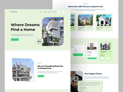 Real Estate Company || Design of Landing Page agency apartment construction ecommerce flat hero home home builder home developer house landing page living product property real estate company ui design ux design web web page website