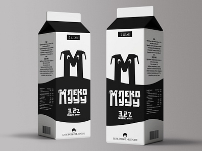 Ljubljanske Mlekarne Label Design - Milk blackandwhite bw cow cows design graphic design label labeldesign labels milk milkdesign typography