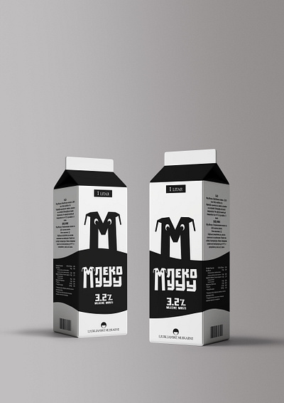 Ljubljanske Mlekarne Label Design - Milk blackandwhite bw cow cows design graphic design label labeldesign labels milk milkdesign typography