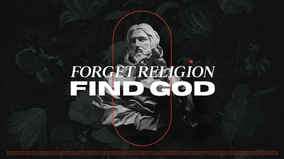 Forget Religion Find God botanical christian church collage cutout dark background forget religion find god jesus layers modern sermon series statue title