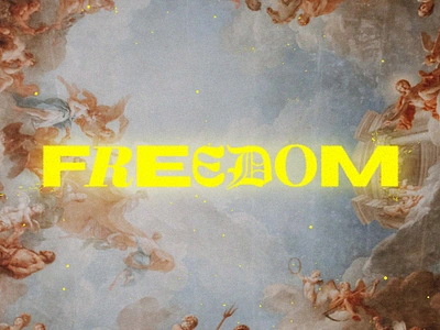 Freedom cherub christian contrast da vinci freedom glowing typography jesus message mixed type neon yellow painting promo renaissance sermon series sistine chapel