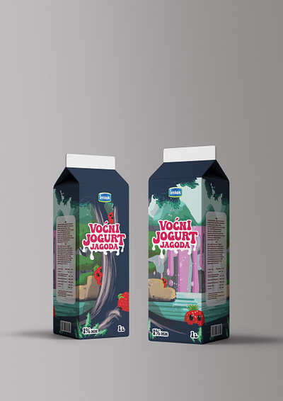 Imlek Label Design - Fruit Yoghurt branding cute design fruit graphic design illustration label labeldesign labels yoghurt
