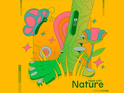 Hand with Nature character colors design illustration music procreate thecamiloes