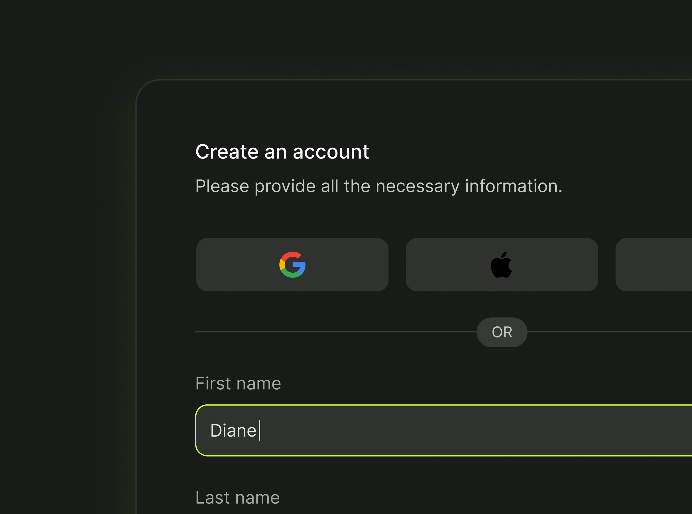 Dark mode and Flash Green modal by Diane Bunod on Dribbble