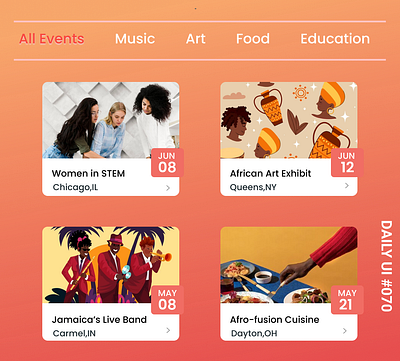 Daily UI # 070- Event Listing design ui ux