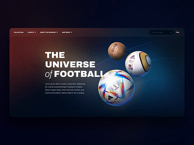 Museum of Footballs 3d animation ball color design football graphic design interface modern motion graphics museum planet soccer space sport star ui web webdesign website
