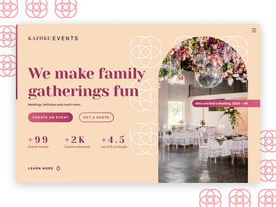 KAZOKU EVENTS — an event hosting service figma landing page web design