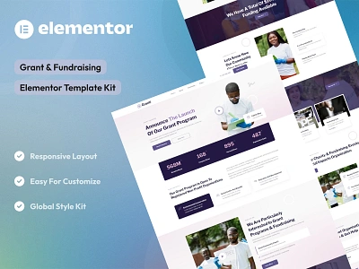 Grant & Fundraising Elementor Template Kit agency community creative agency design digital agency elementor template kit elementor ui design fundraising grant health nonprofit ui uidesign uikits uiux webdesign website agency website design