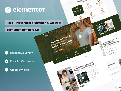 Personalized Nutrition & Wellness Elementor Template creative agency design diet digital agency elementor template kit elementor ui design health consulting health life personalized nutrition ui uidesign uikits uiux webdesign website agency website design wellness