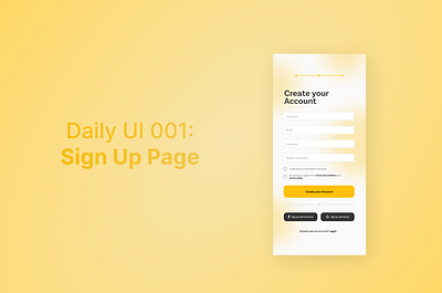 Daily UI Challenge 001: Sign Up Page app dailyuichallenge figma graphic design typography ui ui design vector