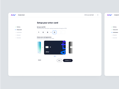 Arto Plus - Setup for Creating a Card in the SaaS Payment System create card financial financial app management payment product design saas saas design setup card transactions ui ux web design