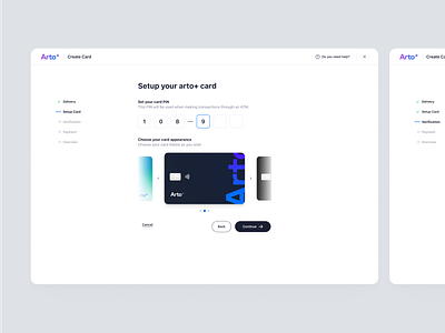 Arto Plus - Create Card Flow - Setup Card create card financial app management payment product design saas saas design setup card transactions ui ux web design