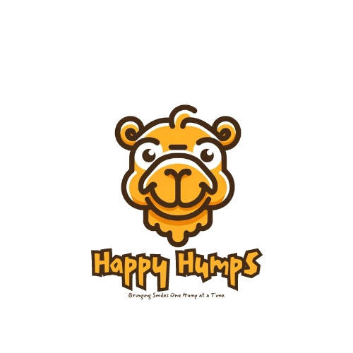Happy Hump: A Delightfully Cheery Camel Logo in Orange