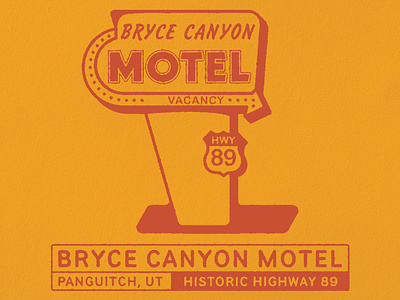 Bryce Canyon Motel badge design illustration logo neon sign old hotel patch retro retro hotel sign texture vintage