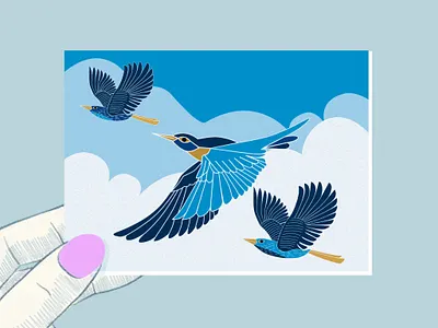 Birds - greeting card branding commission cover design drawing illustration