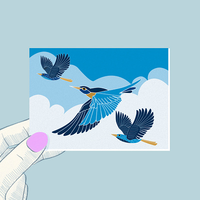 Birds - greeting card branding commission cover design drawing illustration