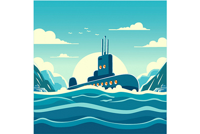 Submarine Sea Background Illustration america background celebration day illustration military national navy ocean sea ship submarine underwater vector watercraft