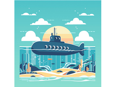 Submarine with Underwater Background Illustration background celebration day illustration military national navy ocean sea ship submarine underwater vector watercraft