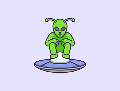 Cute Alien Illustration alien branding cartoon character colorful cute design icon illustration logo mascot simple ufo