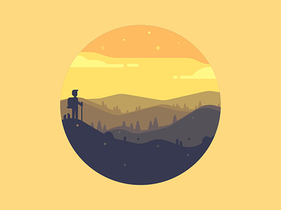 Landscape Icon affinity designer flat icon landscape mountains nature outdoor round travel trees vector