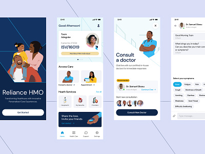 Reliance HMO : Mobile App Series hmo hospital app illustration ui ux