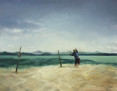 Fishing scene from the beach in Cuba beach cuba oil painting painting