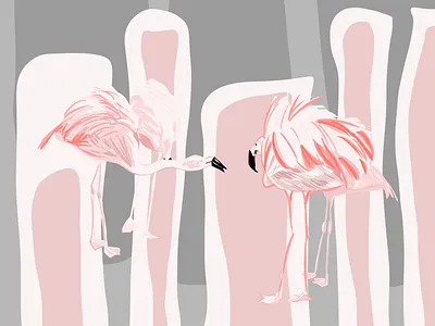 Chit Chat 2 digital flamingo graphic illustration