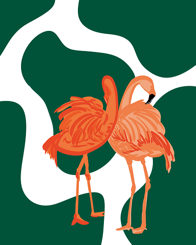 Paired, Green digital flamingo illustration motion graphics