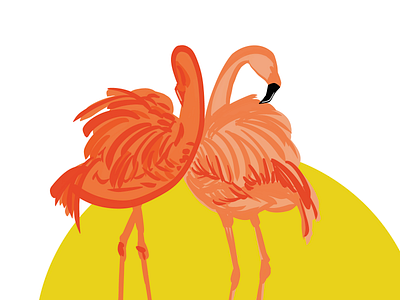Sunset digital flamingo graphic illustration